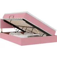 vidaXL LED opbergbed met matras Roze 140 x 190 cm Fluweel