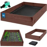 KOTARBAU Diepe Bed Houten Bloembak 140x120x18cm Ge?mpregneerde Planter Dozen Bruin Verhoogd Bed