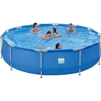 Happy People Steel frame pool set / zwembad 420 x 84 cm blauw
