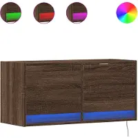 vidaXL TV-wandmeubel met LED-verlichting, bruin, eikenlook, 80x31x38 cm