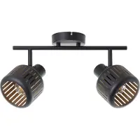 Brilliant 2 Lichts Plafondlamp Tyas Zwart Met Goud