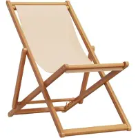 vidaXL Strandstoel inklapbaar massief eucalyptushout en stof beige