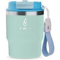 Motivai Urban Cup – 355ML – 100% Lekvrij & Dubbelwandig – Koffiebeker met Deksel & Rietje – RVS Thermosbeker To Go – Turquoise