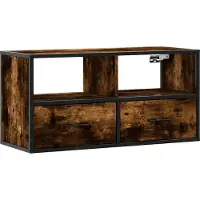 vidaXL Tv-meubel 80x31x39,5cm bewerkt hout metaal gerookt eikenkleurig