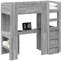vidaXL Stapelbedframe met Bureau Grijs Sonoma 75 x 190 cm Bewerkt hout