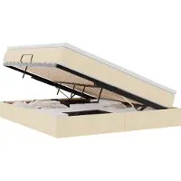 vidaXL Opslag bed met matras met opslag Crème 180 x 200 cm Polyester