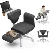 NEWTRAL Freedom-X FB ergonomische bureaustoel met verstelbaar laptoprek, geschikt voor thuis en op kantoor, met wielen en armleuningen, in donkergrijs