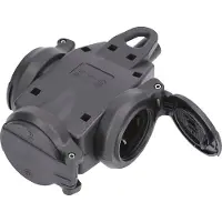 As Schwabe stekker / stopcontact 250 V, 3-voudig, volledig van rubber | VOLLEDIG RUBBEREN STEKKER, 3-voudig, 250V