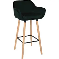 CLP Grant Barkruk - Met rugleuning - Moderne Barstoel - Beukenhouten Poten - Belastbaar tot 150 kg - Velvet - Fluweel - groen/natura