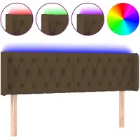 vidaXL Hoofdbord LED 163x16x78/88 cm stof donkerbruin
