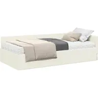 vidaXL Hoekbedframe met Matras Anders 2 st Crème Fluweel