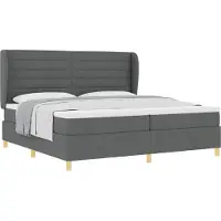 vidaXL Boxspring bed met matras Donkergrijs 200 x 200 cm Stof
