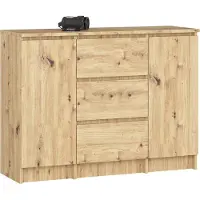 Akord Ladekast K100 met 3 Lades en 2 Deuren / Furniture Factory / Artisan Eik / 101 x 76 x 35 cm