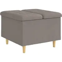 vidaXL Ottoman met opbergruimte, taupe, 60 x 60 x 45 cm, gestoffeerd