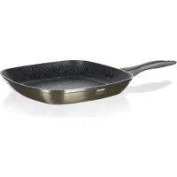 Banquet Metallic Platinum Steakpan 28x28 cm, model 40051933, braadpan, gietijzer/gegoten aluminium, geschikt voor inductiekookplaten, anti-aanbaklaag