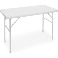 Relaxdays tuintafel rotan BASTIAN opklapbaar, bijzettafel, eettafel, tuin, serre Wit, Rechthoekig