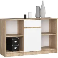 Akord Ladekast B-17 met 1 Lade en 6 Planken / Furniture Factory / Sonoma Eik - Wit / 120 x 77 x 40 cm