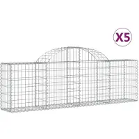vidaXL Schanskorven 5 st gewelfd 200x30x60/80 cm gegalvaniseerd ijzer