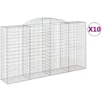 vidaXL Gabionen met boogvorm, 10 stuks, 300x50x160/180 cm, verzinkt staal