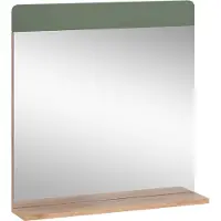 Vicco Izan Badkamerspiegel – 60 x 62 cm met plank Groen/gouden eik