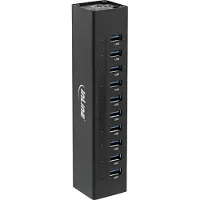 InLine USB hub met 10 poorten - USB3.0 - externe 12V voeding / zwart - 1 meter