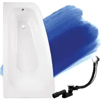 Badland Eckbadkuip Badkuip Luna LINKS 150x80 met afvoer en poten, GRATIS, zonder afwerking