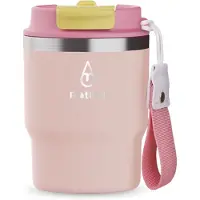 Motivai Urban Cup – 355ML – 100% Lekvrij & Dubbelwandig – Koffiebeker met Deksel & Rietje – RVS Thermosbeker To Go – Rosè