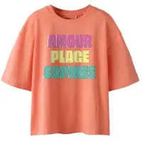 Name it KIDS T-shirt oranje Meisjes Katoen Ronde hals Tekst - maat 122/128
