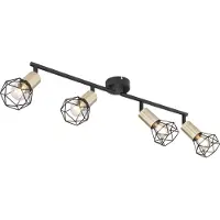 Globo Plafondlamp Xara I 4-lichts zwart met goud