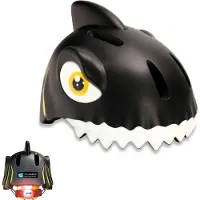 Crazy Safety Fahrradhelm m. Licht - Shark - Schwarz - - 49-55 cm - Fahrradhelme