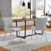 OKWISH Eetkamerstoel Set Van 2 - Comfortabele Lounge Zitting Met Lendensteun - Voor Eetkamer Woonkamer Slaapkamer - Fluweel - Grijs