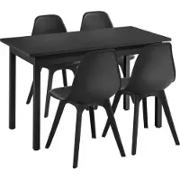 En.casa [] Eetset voor 4 personen - Eettafel zwart 120x60cm + 4 zwarte stoelen. Keukentafel, eettafel, eetkamerstoel