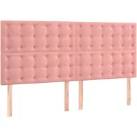 vidaXL Hoofdbord roze 160x5x118/128 cm fluweel