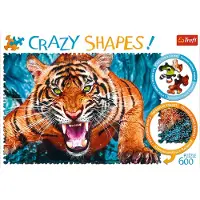 Trefl puzzel dieren - Crazy Shapes Facing a tiger 600 stukjes.