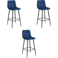 Leobert Barkruk - - Arceto - Marineblauw fluweel / Zwarte poten - Set van 3