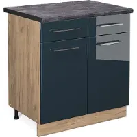 Vicco Fame-Line Keukenkasten – 80 cm, WB Antraciet Donkerblauw hoogglans