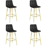 Leobert Barkruk - - Arceto - Zwart fluweel / Goudkleurige poten - 43,5 x 49 x 102 cm - Set van 4