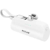 Rixus RXPB98W Mini Click-On Powerbank USB-C 5000mAh White