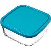 Bormioli Rocco 1x Bewaarbakje/vershoudbakje van glas vierkant met deksel 2 liter - Vershoudbakjes