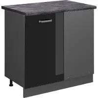 Vicco R-Line Hoekkast – 86 cm, WB Antraciet Zwart hoogglans