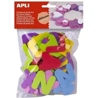 APLI , letters van EVA-rubber, 50 mm, diverse kleuren - 104 stuks