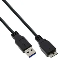 InLine USB Micro naar USB-A kabel - USB3.0 - tot 0,9A / zwart - 5 meter
