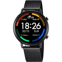 Lotus Smartwatch 50043/1 Horloge, dameshorloge, herenhorloge, cadeau-idee, stalen armband (set, 2-delig, Met verwisselbare armband van zwart silicone)