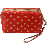 Clayre & Eef damesetui 18x10 cm, rood, goudkleurig, polyurethaan, met hartmotief