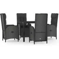 vidaXL 5-delige tuinset met kussens, zwart, van polyrotan