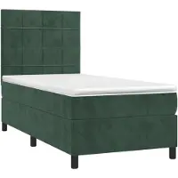 vidaXL Boxspring met matras fluweel donkergroen 90x200 cm