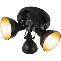 Briloner SOFT - Plafondspot – retro opbouwspot – zwart-goud – 2x E14 fitting – kantelbaar – metaal – Ø21 cm