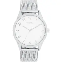 Oozoo Zilverkleurige horloge met zilverkleurige metalen mesh armband - C11320