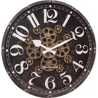 Nextime NE-3282ZW Klok Henry 50 cm + Bewegende Tandwielen Zwart