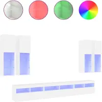 vidaXL 7-delige Tv-wandmeubelset met LED-verlichting wit